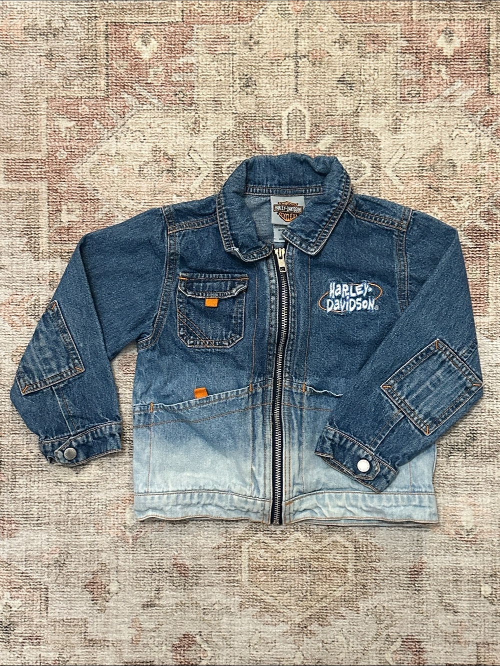 Toddler Girls 4T Harley Davidson Blue Jean Jacket